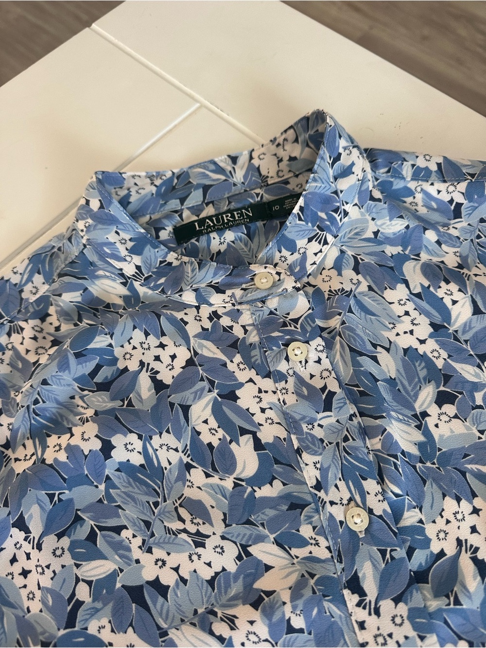 Lauren Ralph Lauren Blue and White Floral Long-Sleeve Dress - Picture 2 of 6